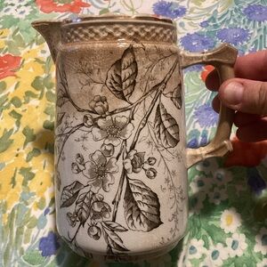 Floral Branch Decorative Pour Vase w/ Handle AS IS